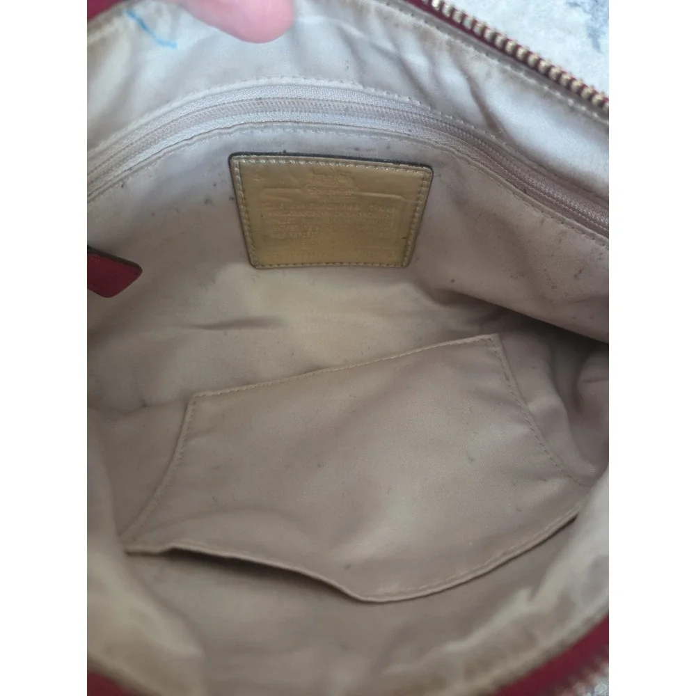 Coach Madison 12944 Coral Red Pleated Leather Hobo Shoulder Bag Purse Brass...
